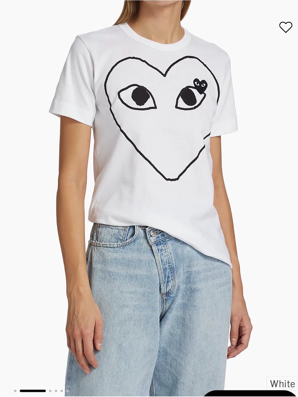 Comme des garcons play white black outline eyes heart short sleeve t-shirt L